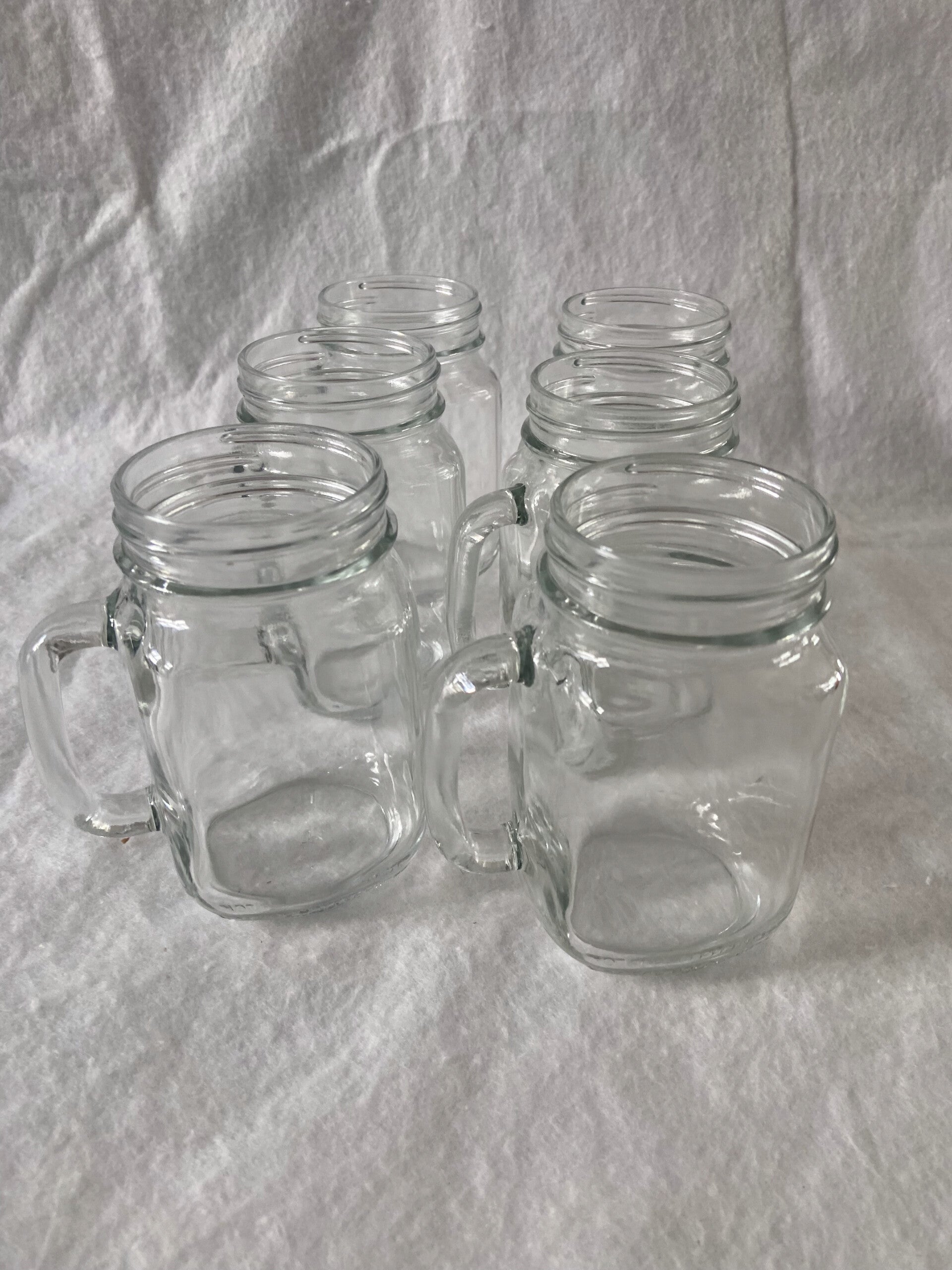 Set de 6 vasos vidrio tipo Mason Jars