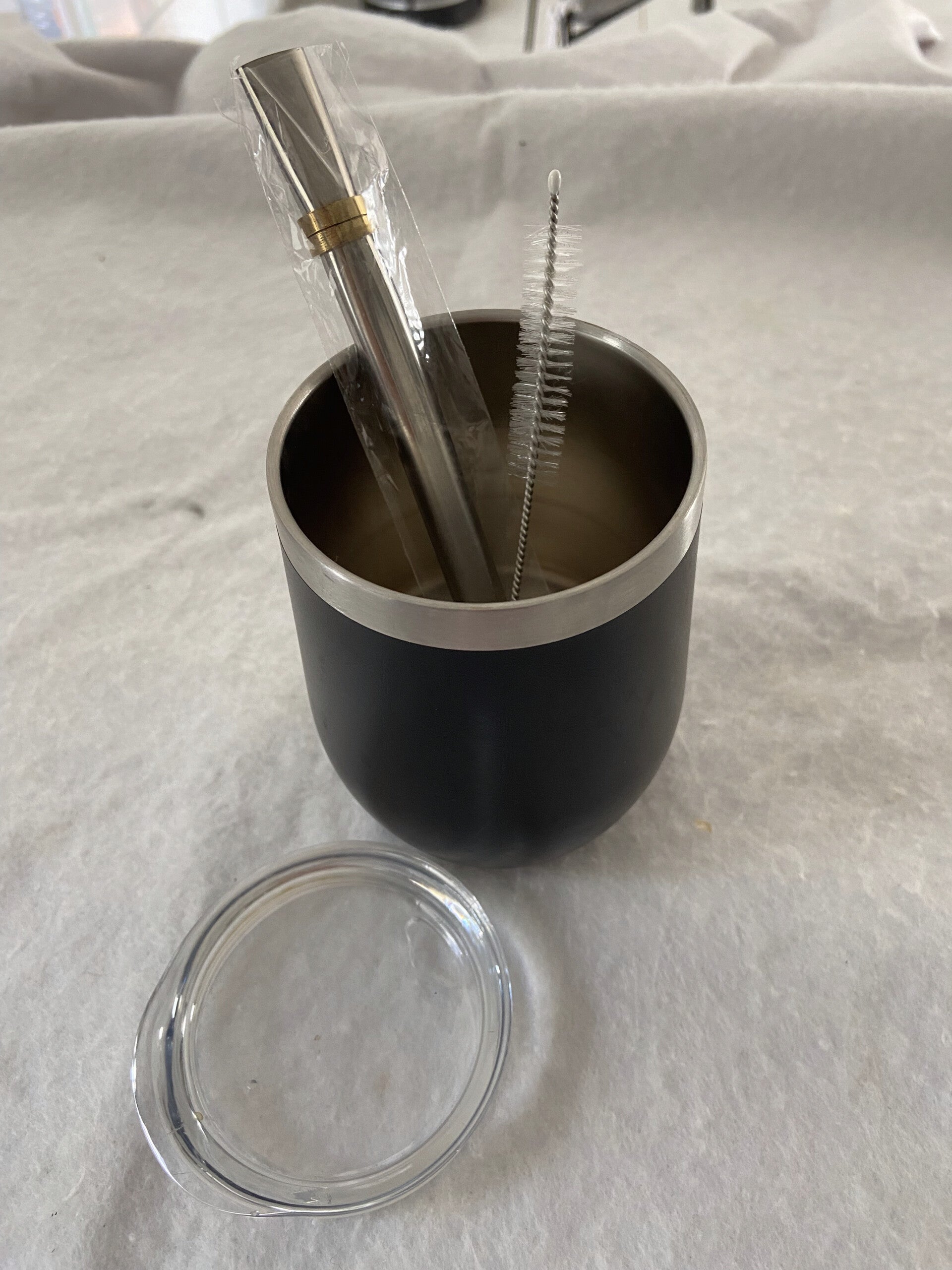 Set de Mate Acero Inoxidable con tapa, bombilla y cepillo