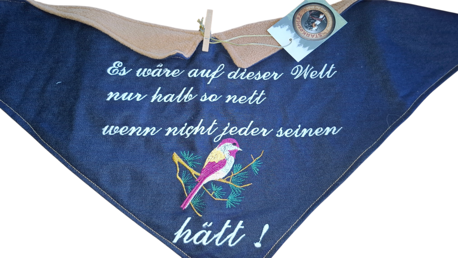 Besticktes Halstuch „Bunte Welt“ – Edles Vögelchen-Design