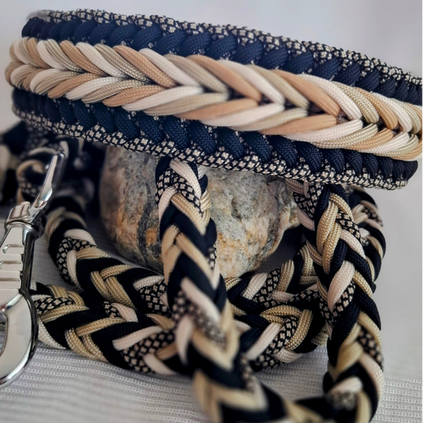 Paracord-Set „Basalt-Kante Deluxe“ – Handwerkskunst in Perfektion und Eleganz (HU 56-64 cm)