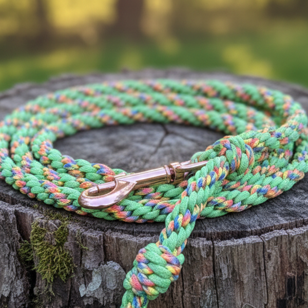 Paracord-Leine „Blumenberg-Wiese“ – Farbenfrohe Kontrolle im Guckaisee-Muster (1,50 Meter).