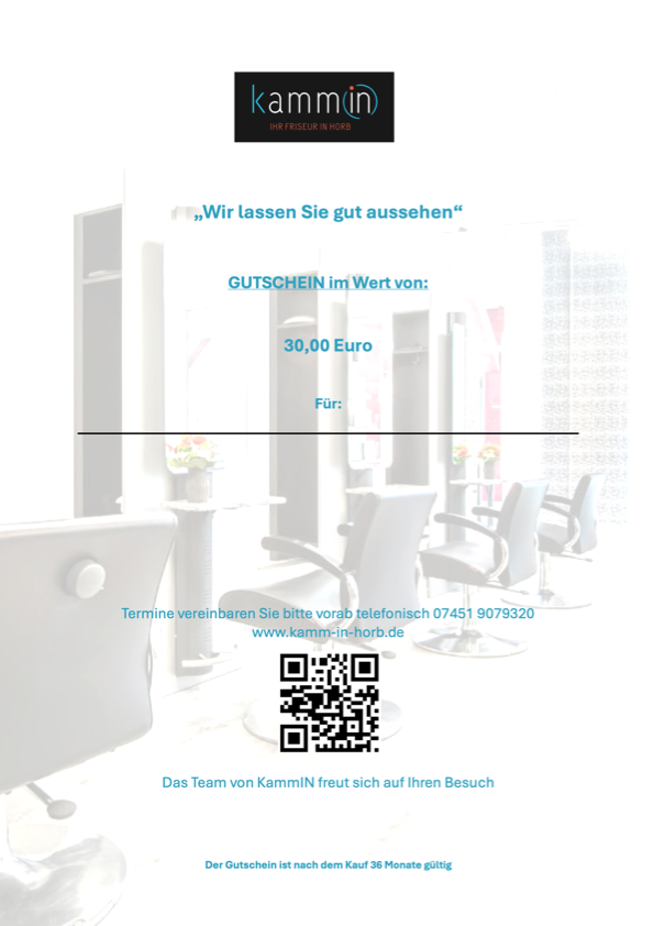 Gutschein 30 € "Wir lassen Sie gut aussehen"