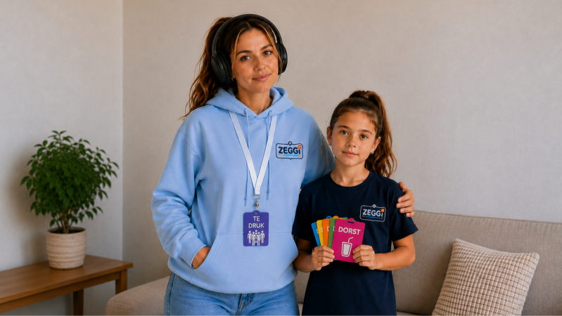 Kind en volwassene met ZEGGI communicatiebadges