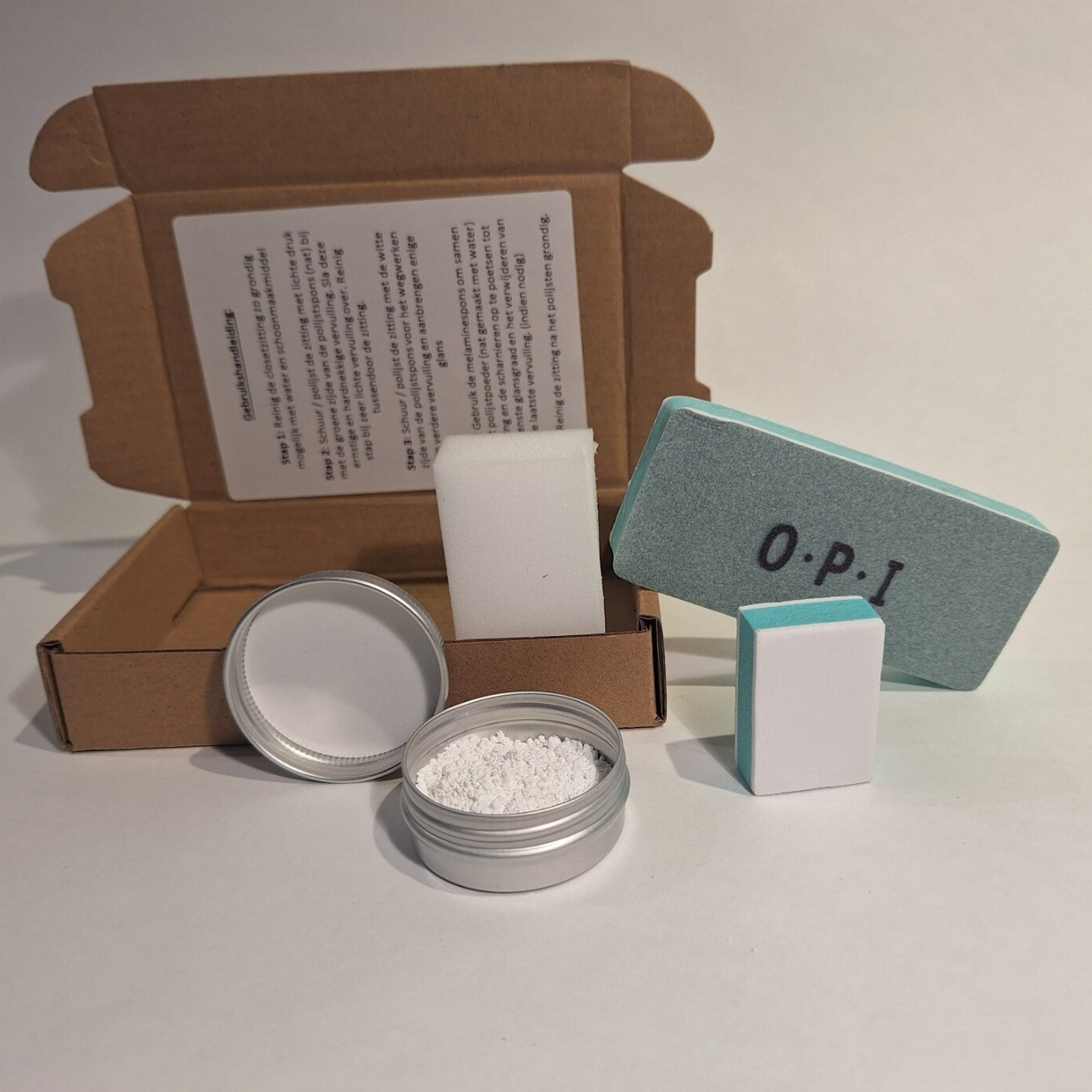 Schoonmaak / Polijstset voor witte closetzitting / toiletbril