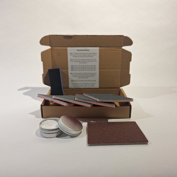 Polijstset voor matwitte closetzittingen