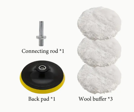 Polijstwol 3 inch  met houder voor op boormachine