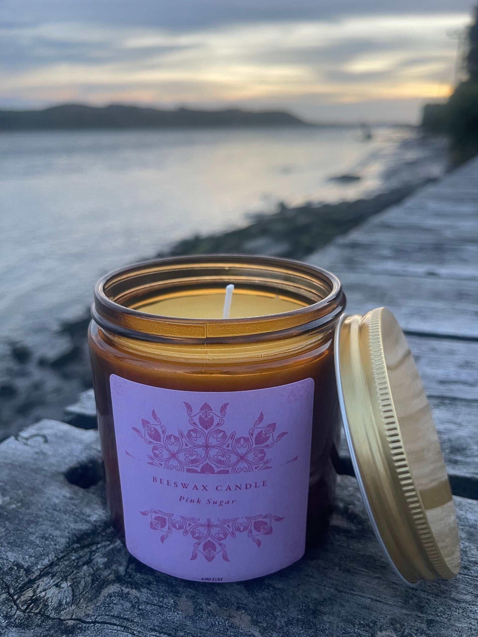 Pink Sugar Beeswax Candle - 400g