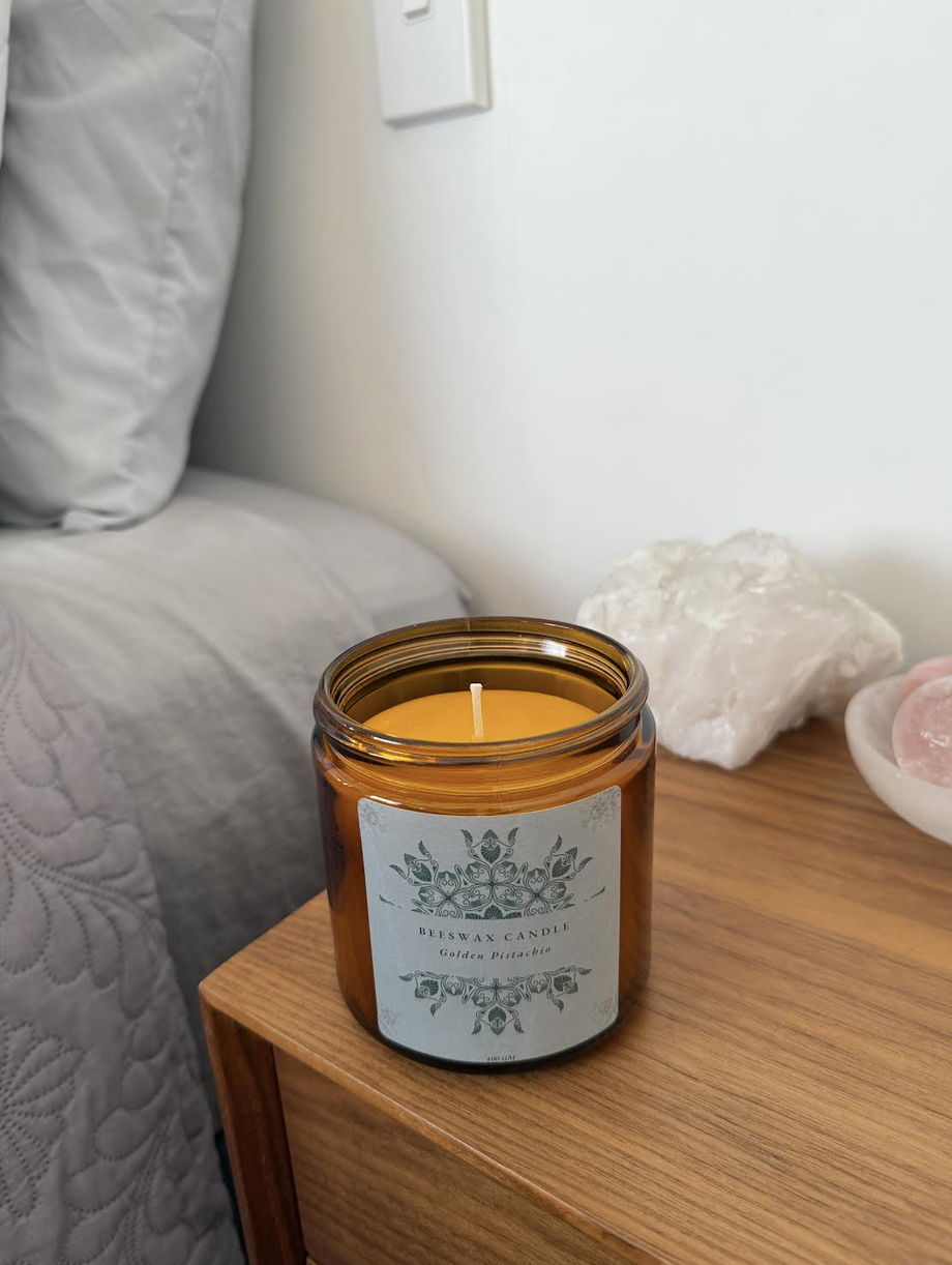 Golden Pistachio Beeswax Candle - 400g