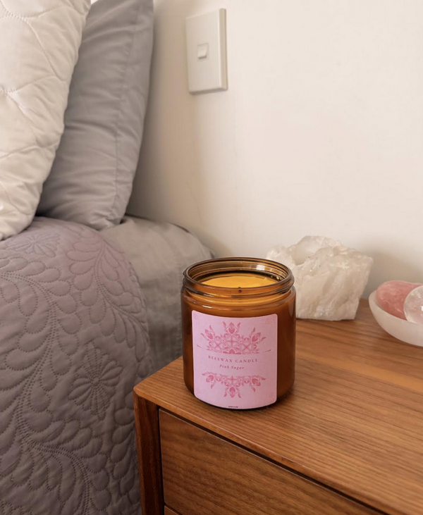 Pink Sugar Beeswax Candle - 400g