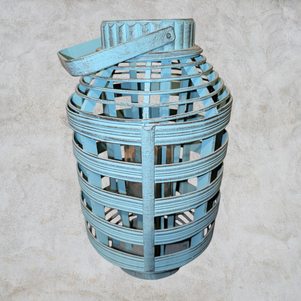 Sfeervolle Lichtblauwe Bamboe Lantaarn