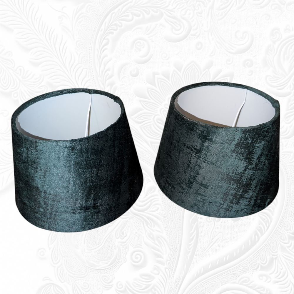 Set van 2 Luxe Velvet Lampenkappen – Diepgroen – Taps Toelopend