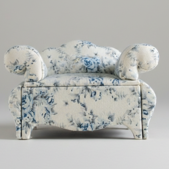 Romantisch Sieradendoosje: Mini-Sofa met Bloemenmotief