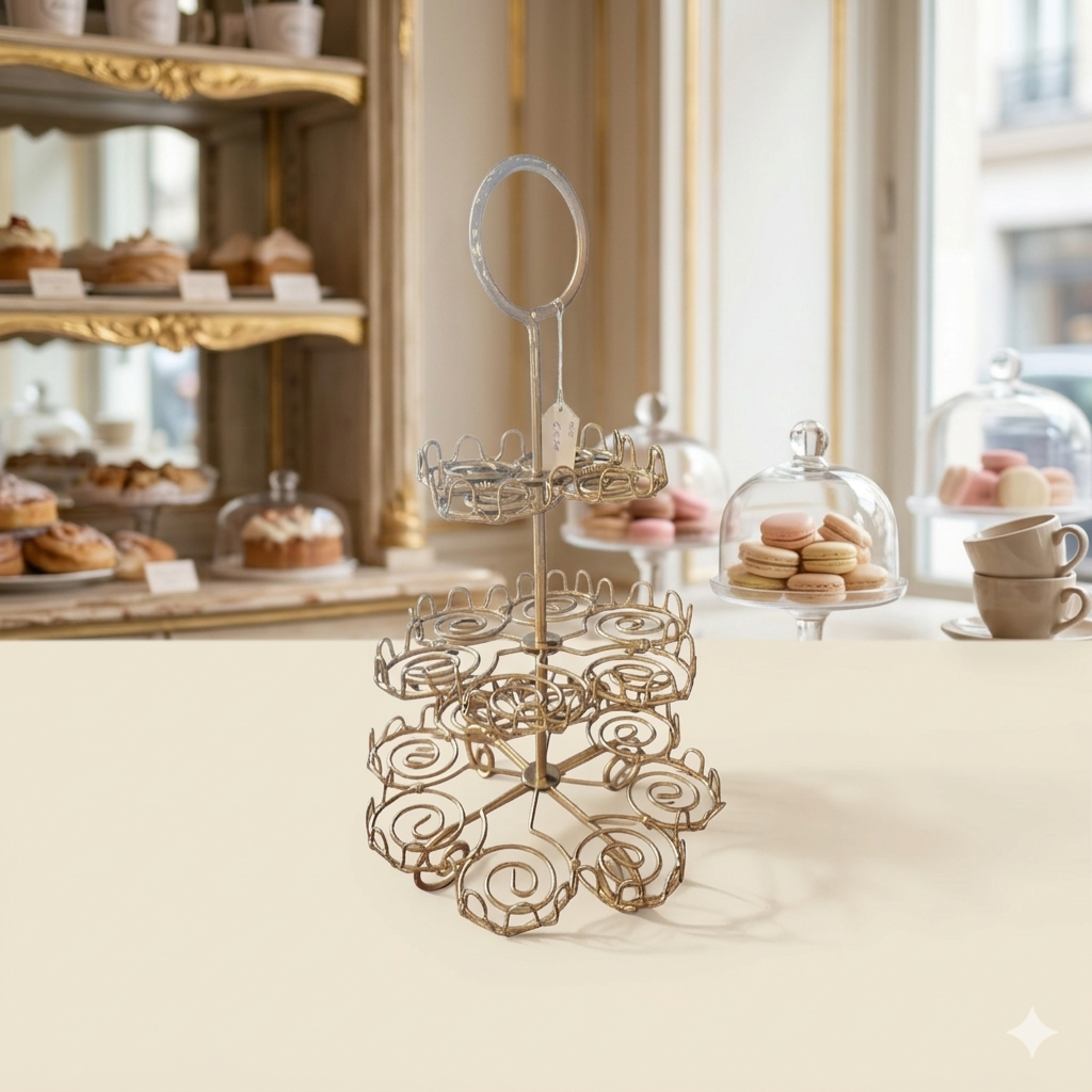 Draadmetalen Cupcake Standaard – 3-Laags – Goudkleurig