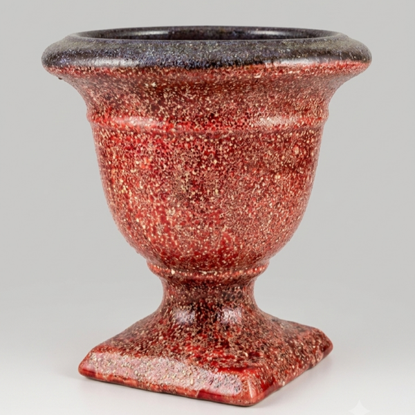 Keramieken Vaas / Bloempot op Voet – Rood-Bruin Gemêleerd (West-Germany / Mid-Century Stijl)