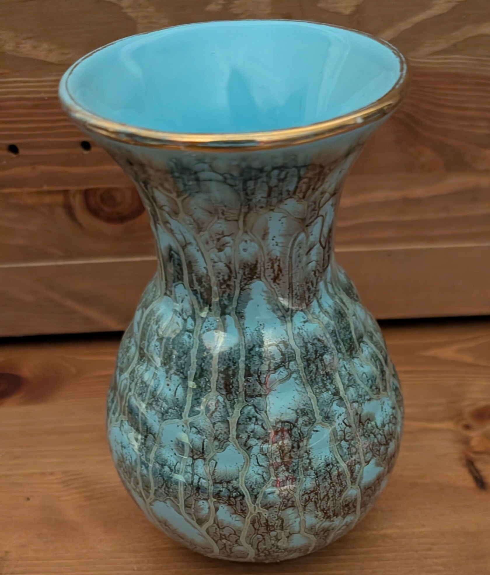 Keramieken vaas met kristalglazuur 17 cm