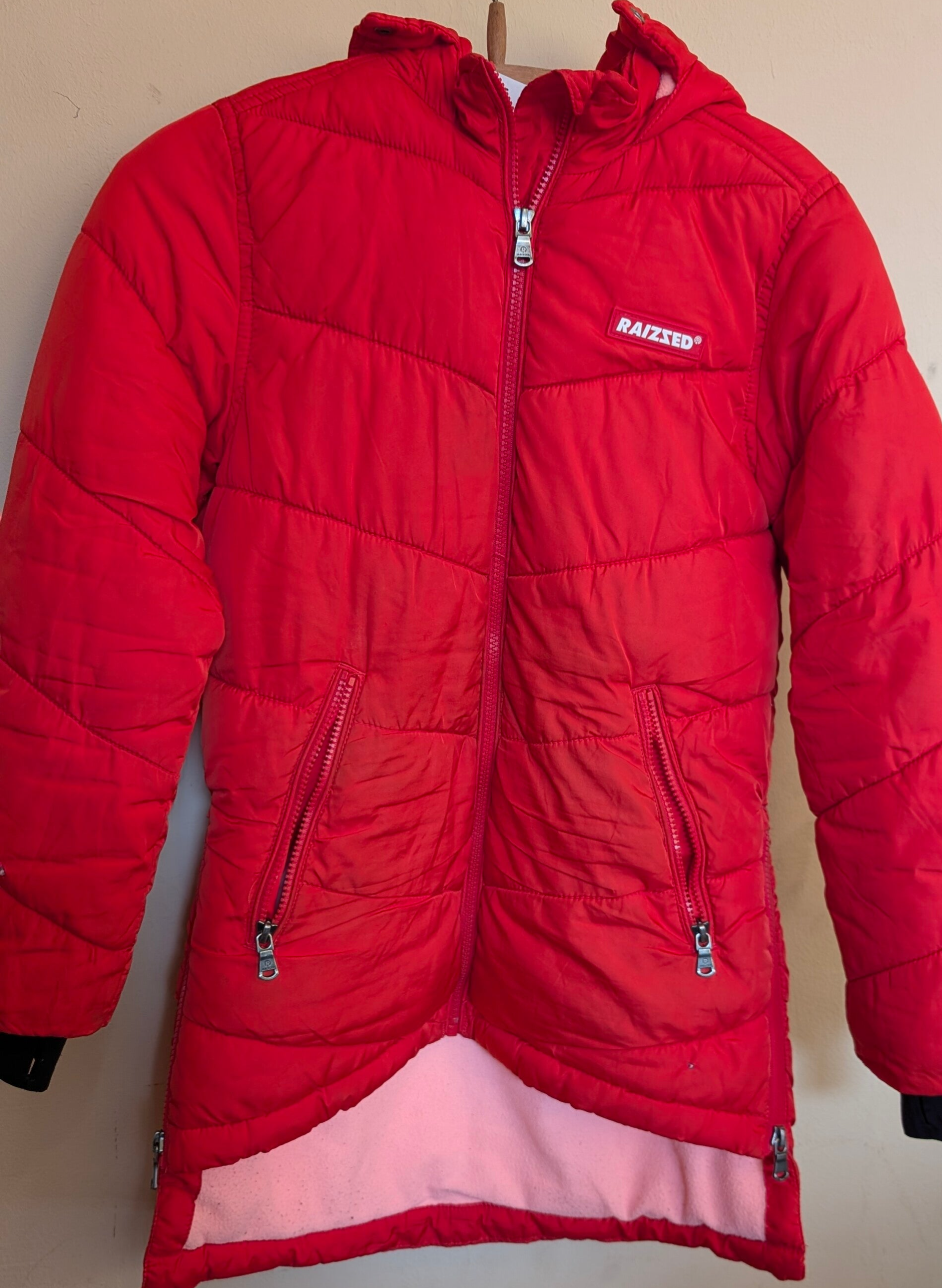Warme winterjas in rood/oranje (maat 152) – Raizzed