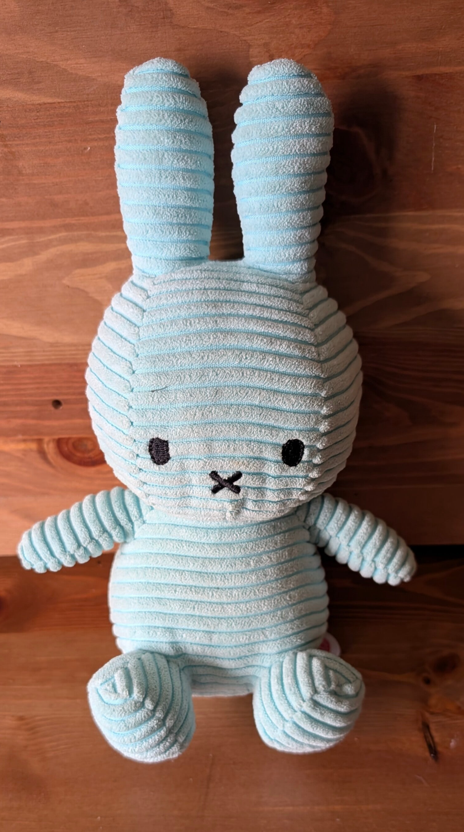 Nijntje pluche knuffel lichtblauwe ribstof 26 cm