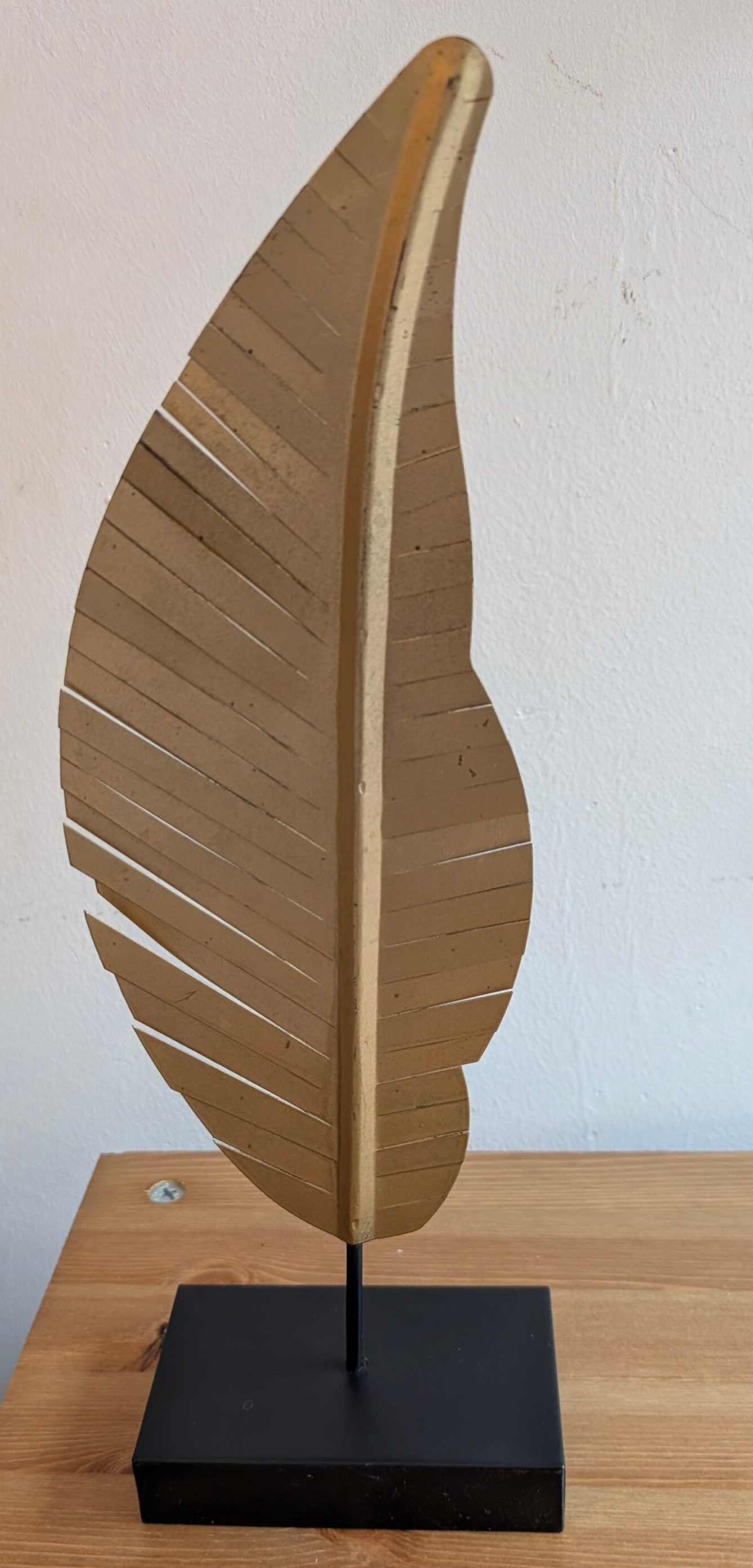Metalen Decoratie Goudkleurig Blad op Voet