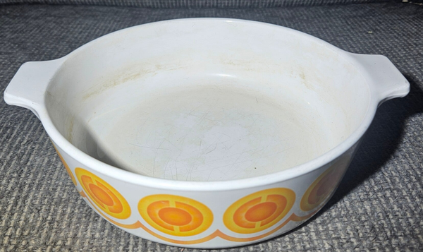 Vintage Pyroflam Electro Ovenschaal – Retro Oranje Cirkels (Jaren '70)