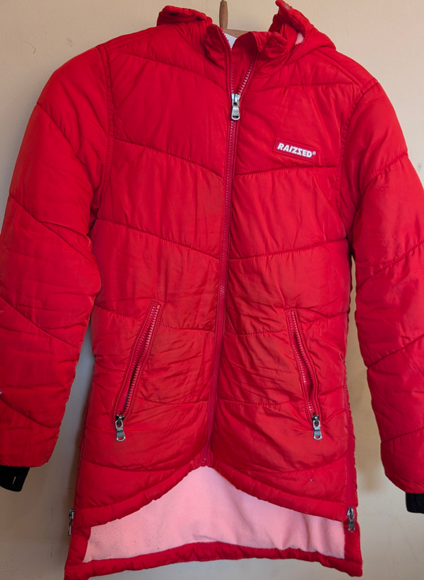 Warme winterjas in rood/oranje (maat 152) – Raizzed