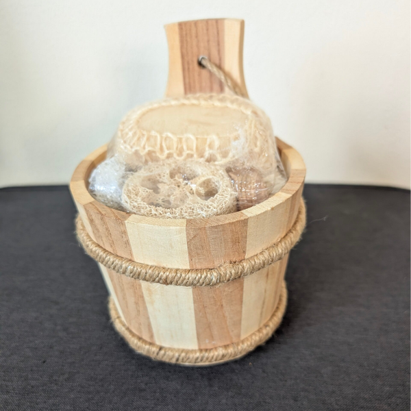 Houten emmertje met Welness set