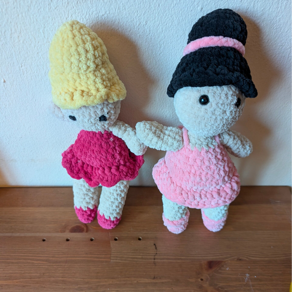 Gehaakte Ballerina Poppen  Chenille Roze 27 cm