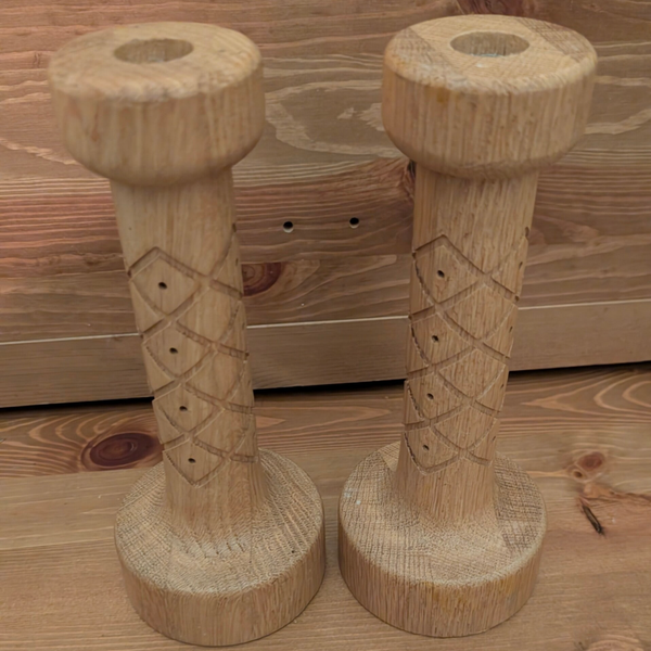 Houten kandelaars 22 cm (set van 2)