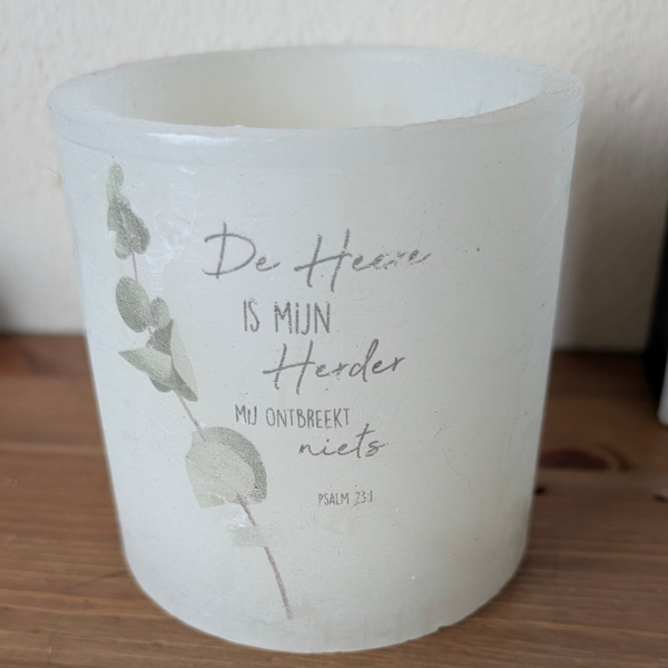 Windlichtkaars met Psalm 23:1 – 10 cm