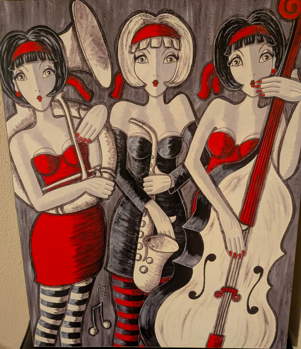 Schilderij 'Jazz Ladies Trio'