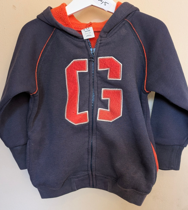 Vest Gap, Oranje met blauw, met capuchon. maat 3 jaar