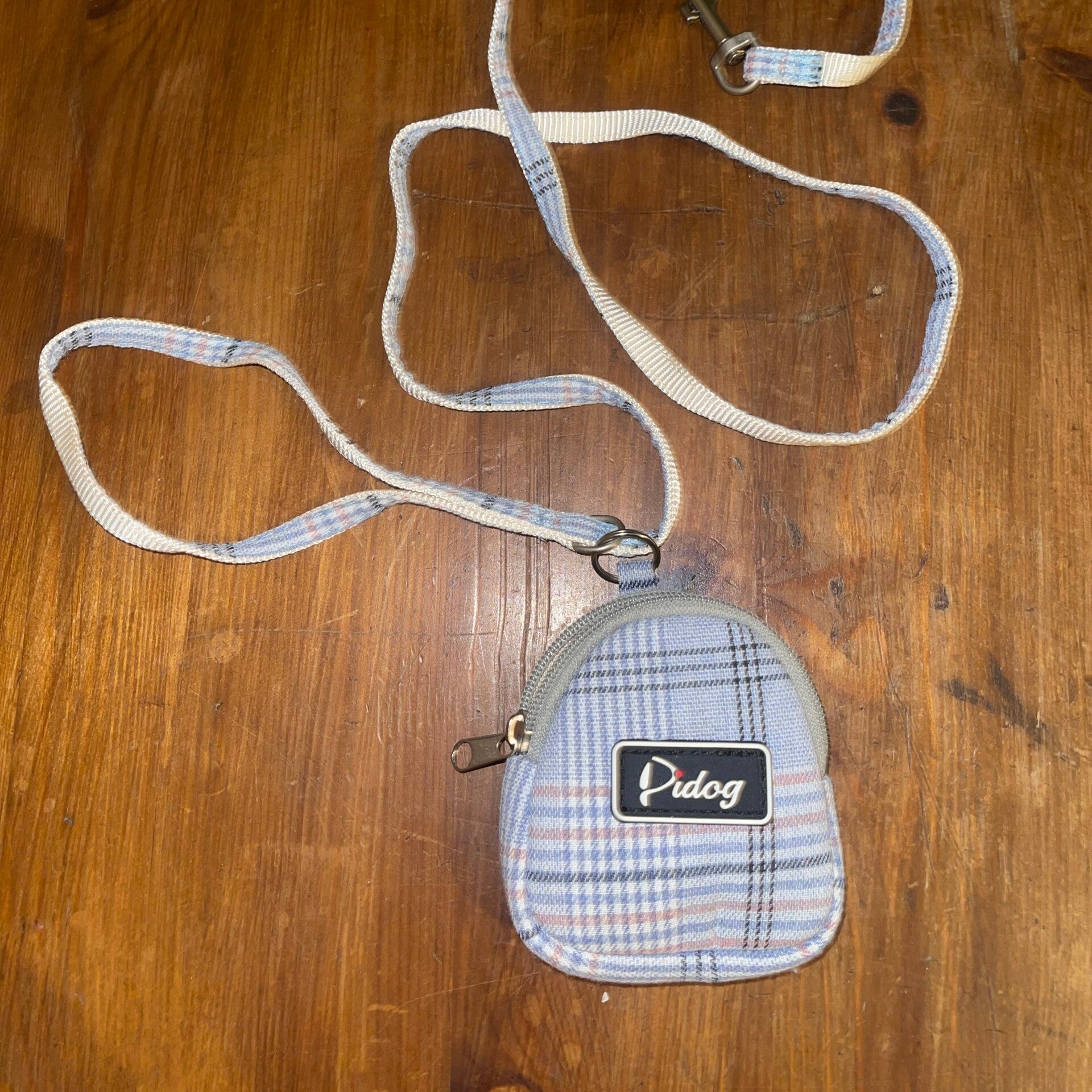 Pidog Luxe Hondentuigje Set – Blauw Geruit – Maat S (Inclusief Tasje & Riem)