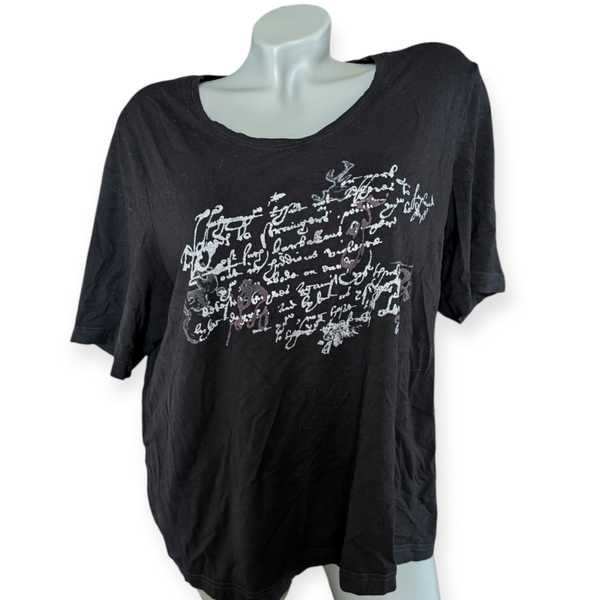 T-shirt met tekstprint zwart - Maat M