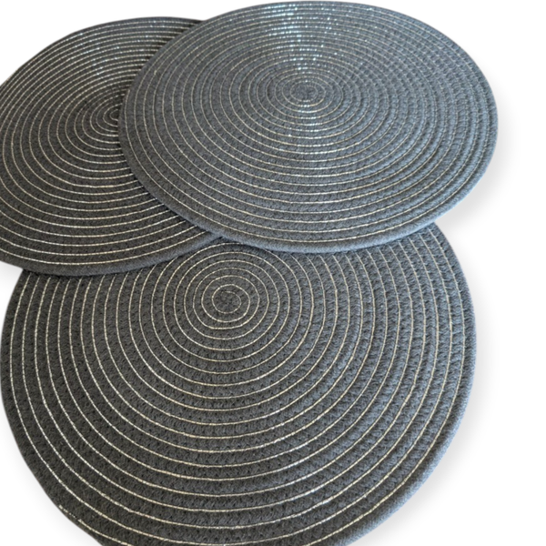 Set van 3 Luxe Placemats / Onderzetters - Zilverdraad