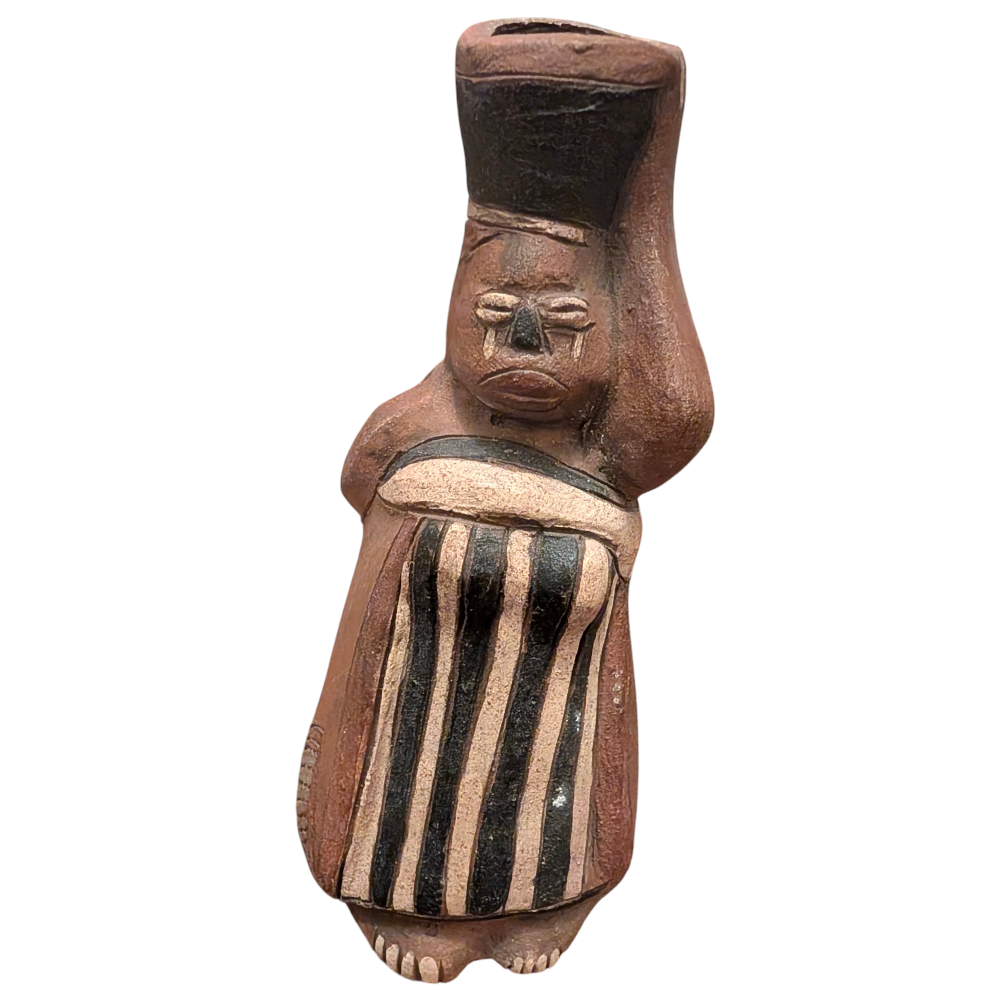 Beeldje moeder met kind op rug 16 cm