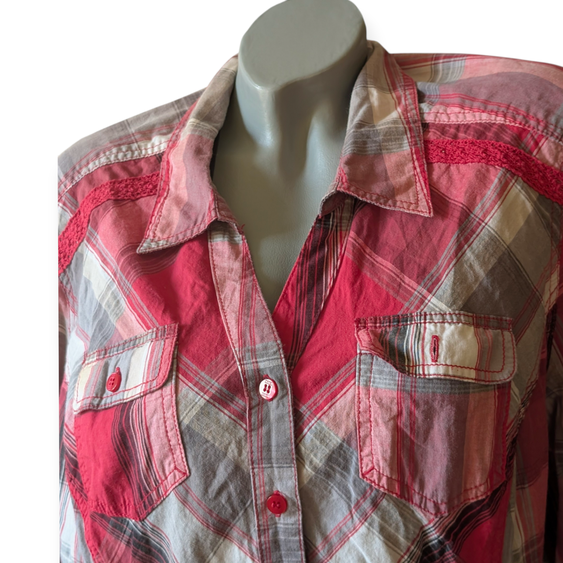 Blouse rood geruit Cecil maat XL