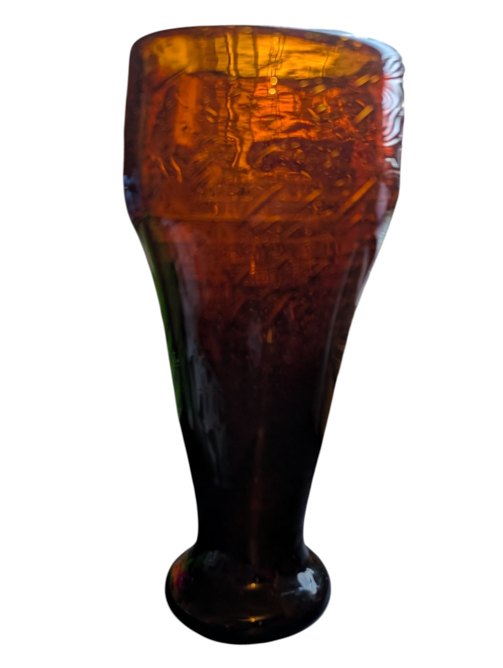 Vintage Amber Brutalist Vaasje / Glas