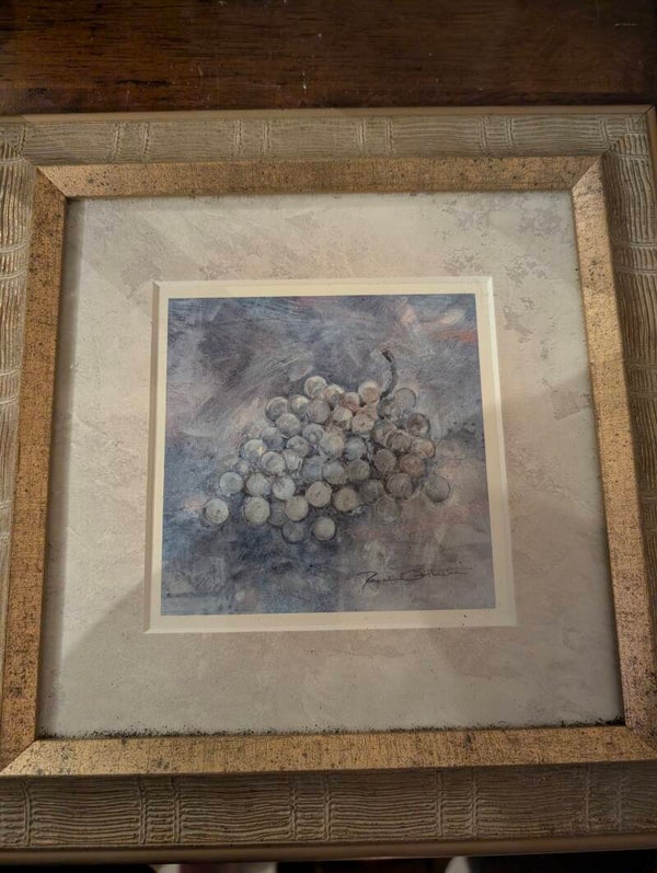 Schilderij druiven stilleven in lijst 27x27 cm