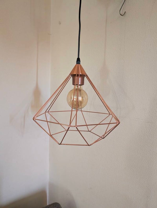 Hanglamp geometrisch diamant koperkleurig metaal
