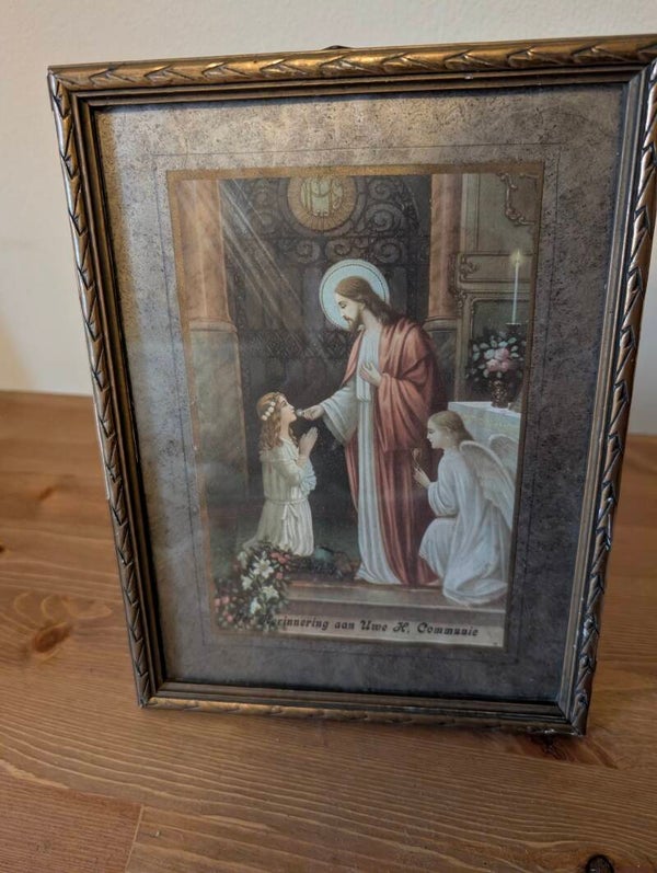 Vintage Religieuze Prent H. Communie