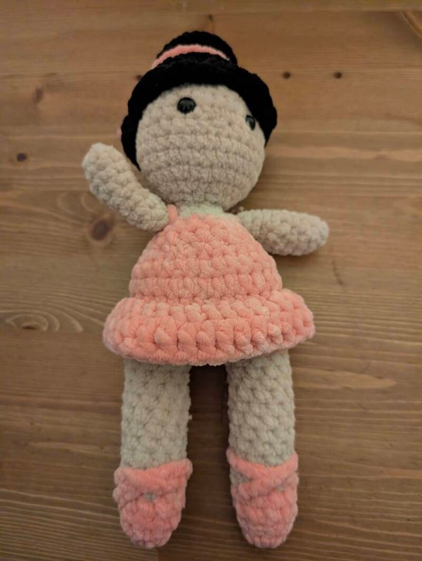 Gehaakte Ballerina Pop Chenille Roze 27 cm