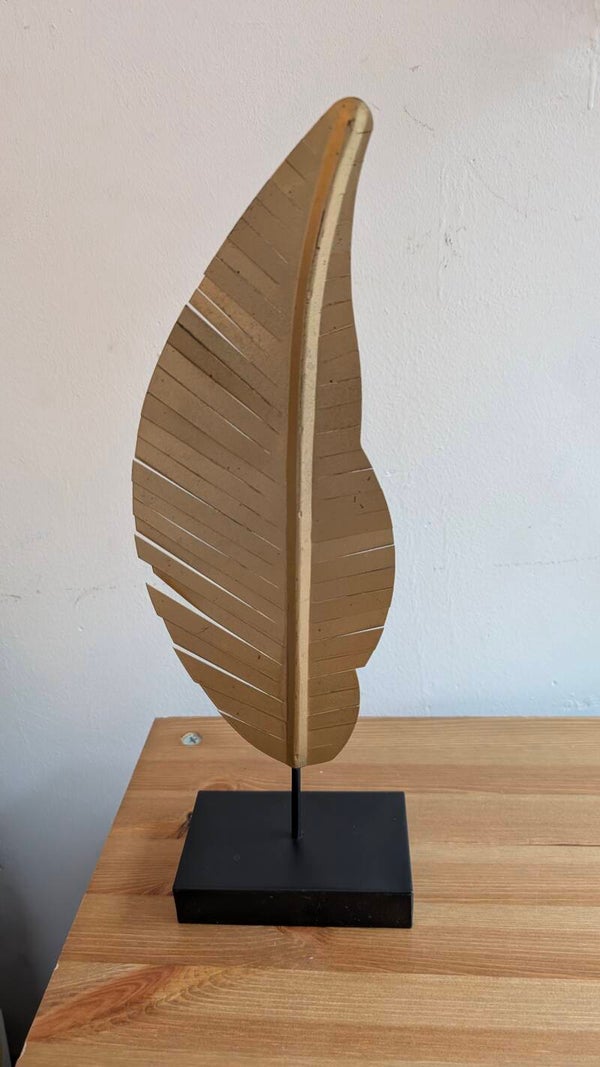 Metalen Decoratie Goudkleurig Blad op Voet