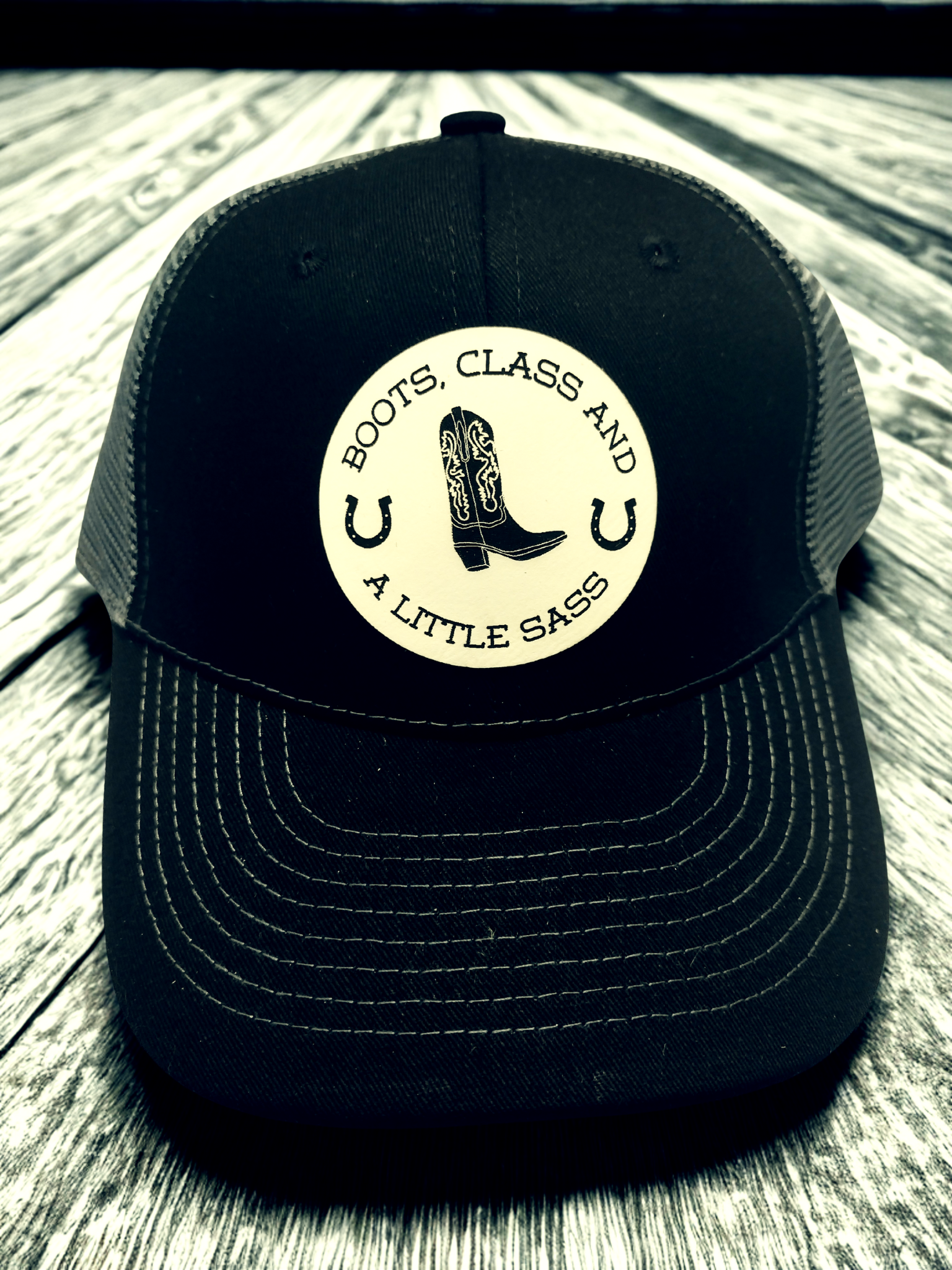 "BOOTS, CLASS AND A LITTLE SASS" PATCH HAT