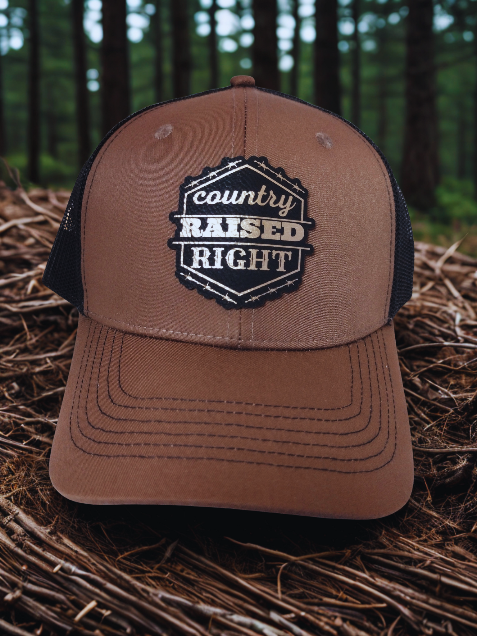 "COUNTRY RAISED RIGHT" PATCH HAT