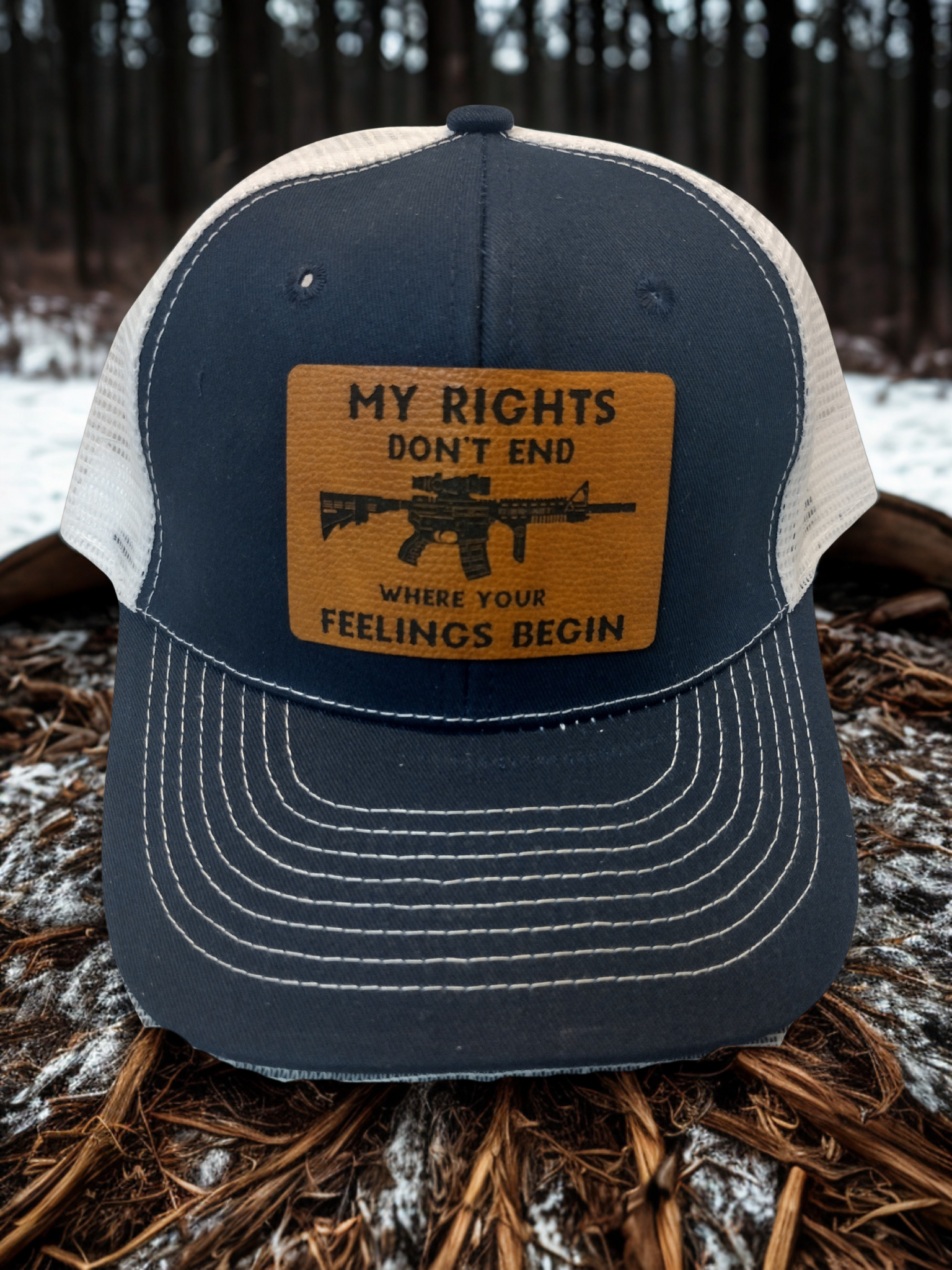 "MY RIGHTS DON"T END WHERE YOUR FEELINGS BEGIN" PATCH HAT