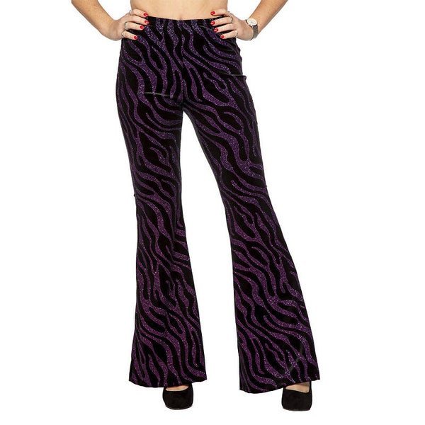 Dames Disco, Glitter & Fout: Party glitter broek velvet waves 4 kleuren