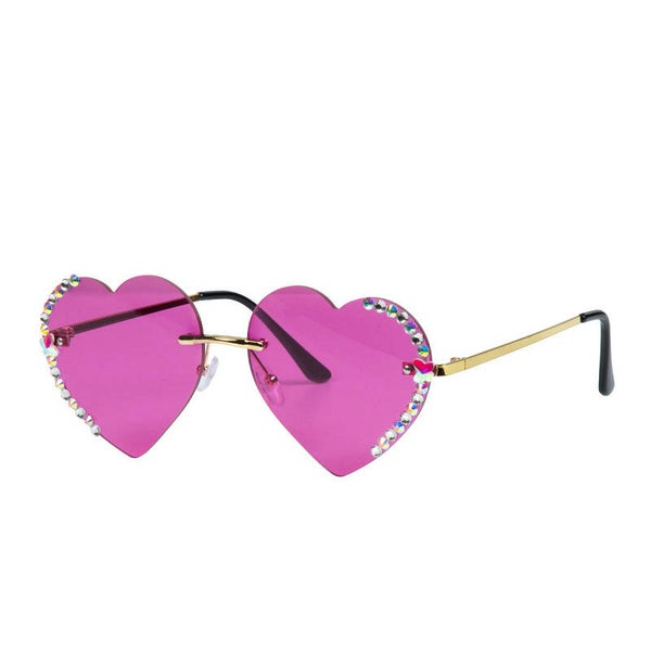 Bril: Bril hartjes Rose met diamantjes