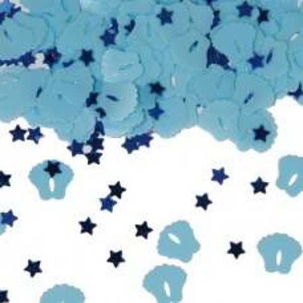 Sier-Confettie/ Tafel Decoratie Voetjes (Blauw/roze)
