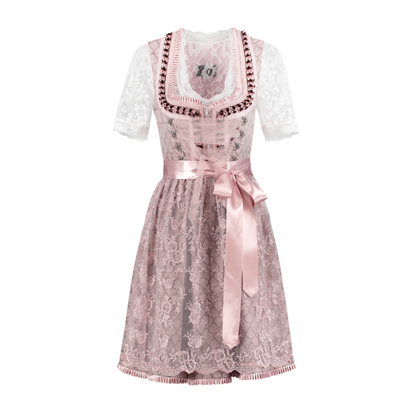 Dames Tiroler: Dirndl 2-tlg., altrosa/taupe, Spitzenschürze