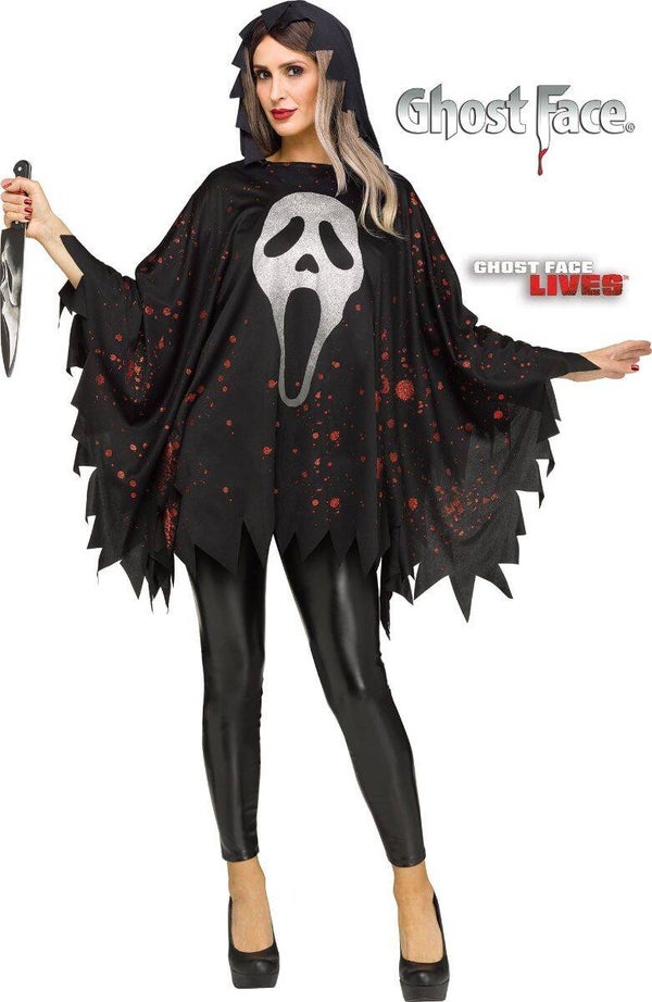 Dames Halloween: Ghost Face Poncho Officiele Licentie - One Size