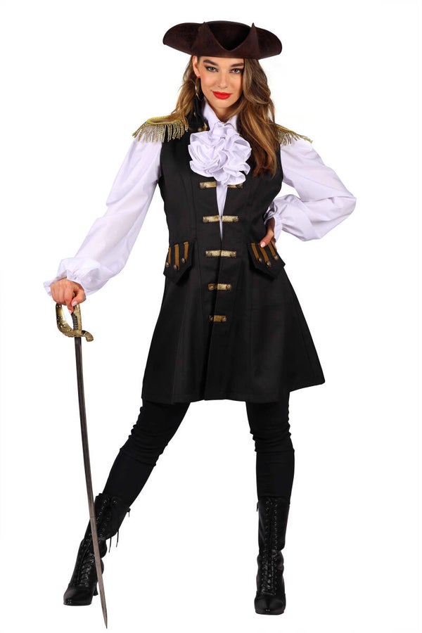 Dames Piraten: Vest Zwart